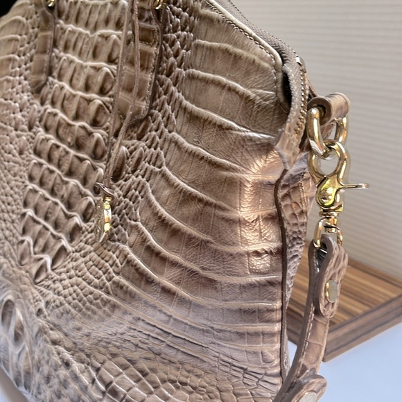 Brahmin Collection Large Duxbury Metallic Crocodile-Embossed Dome Satchel Bag - Picture 7 of 10